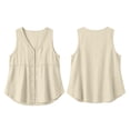 thumbnail image 5 of Stralyhd Button Down Shirts for Women Sleeveless Loose Fit Color Tops V Neck Linen Blouses Lightweight Beach Travel Work Outfits Khaki S, 5 of 6