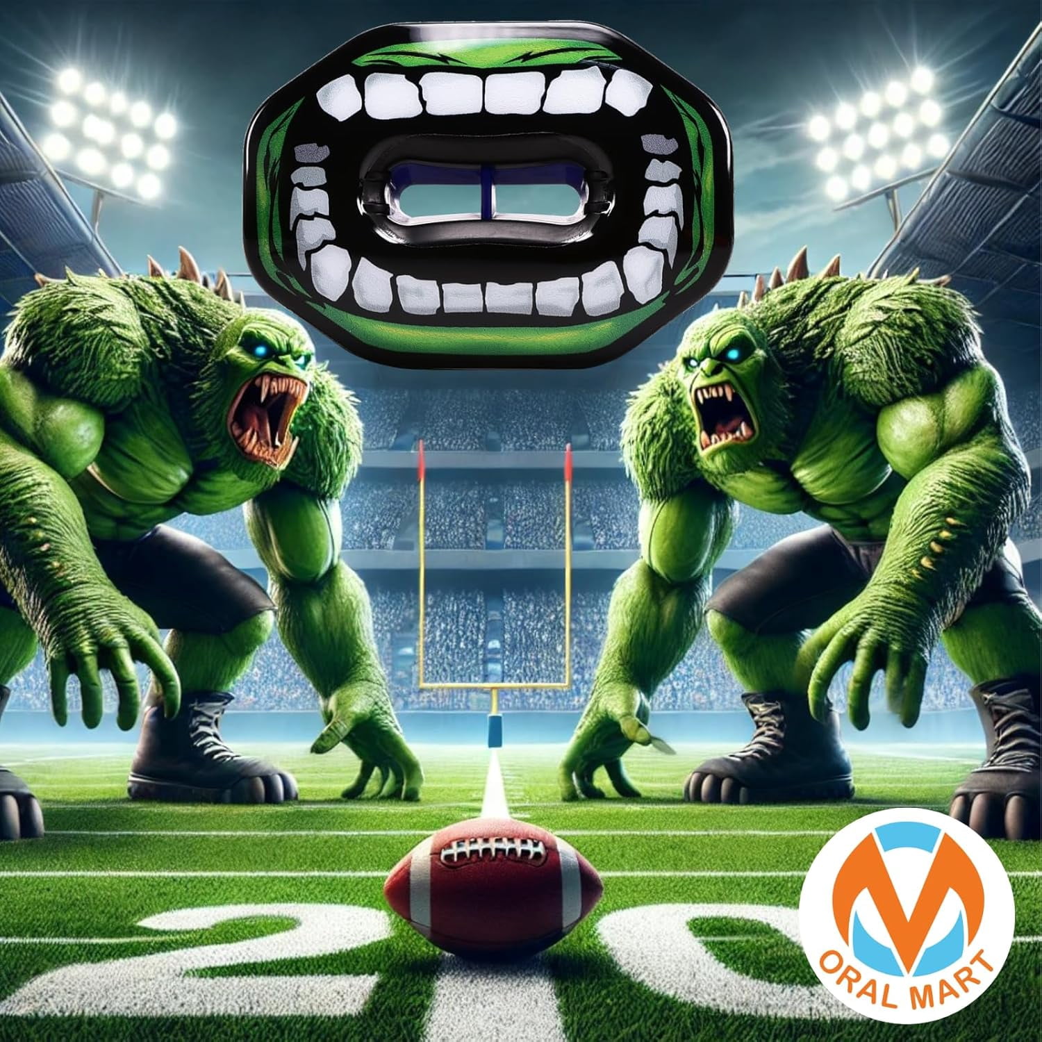 Flag Football Mouth Guard with 3D LipFit Design for Kids - Youth Tackle Football Mouthguard (No Boil) Cool Instant Fit Lip Guard Mouthpiece for Braces (Detachable Helmet Strap Included)