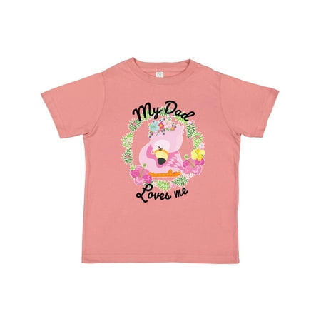 

Inktastic Baby Flamingo My Dad Loves Me with Flower Wreath Gift Toddler Boy or Toddler Girl T-Shirt