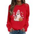 thumbnail image 2 of Xingjin Halloween Sweatshirt 2026 Women's Crewneck Graphic Print Long Sleeve Pullover Soft Casual Loose Fit Top Holiday Look Collection Edition,Red,XXL, 2 of 5