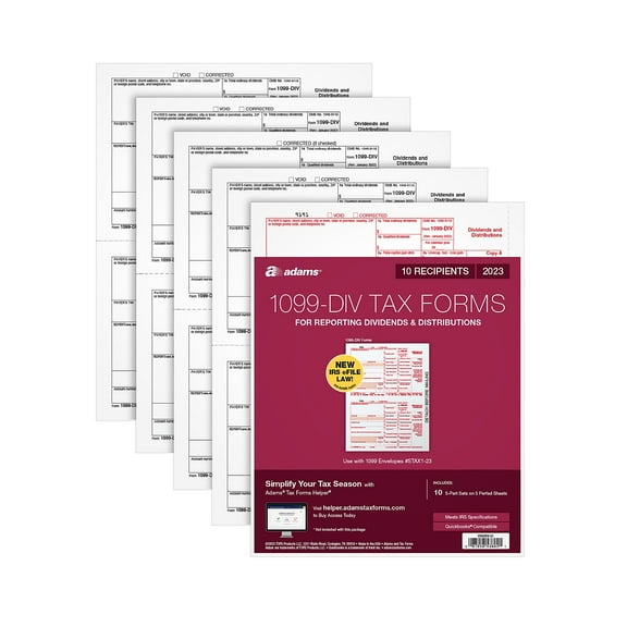 Adams 2023 1099-DIV Tax Forms 5-Part 10/Pack (STAX5DV-23)
