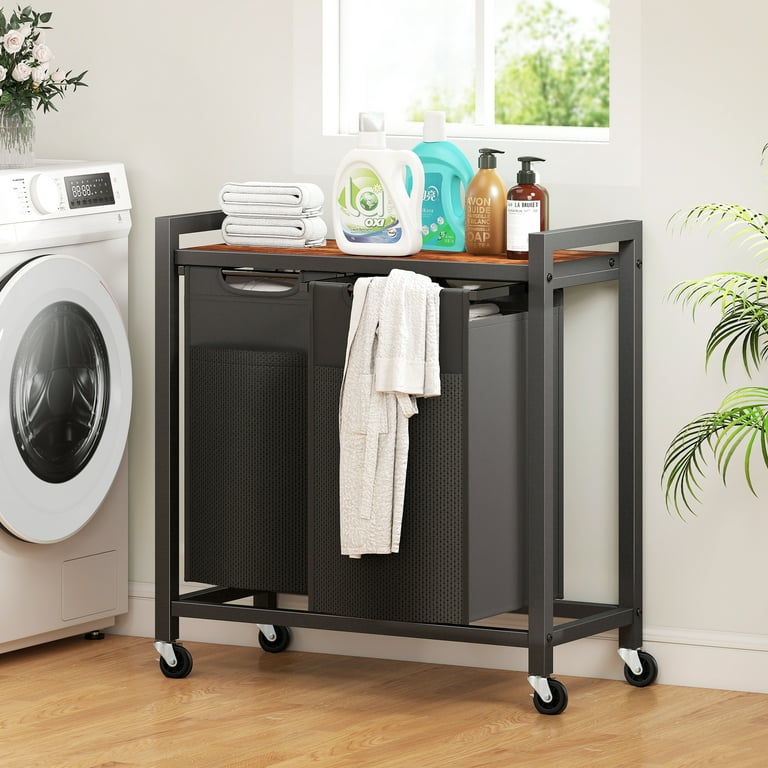 EDX Laundry Hamper, 2 Pull-Out Removable Bags, Clothes Sorter with