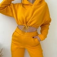 thumbnail image 3 of BLVB Fall Sweatsuits Sets for Women Solid Color Long Sleeve Crop Hoodies Pullover Jogger Pants Loungewear Tracksuits, 3 of 5