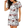 thumbnail image 2 of Sikiie Monkey Print Women's Short-sleeved Nightdress, Round Neck Pullover Nightdress Pajamas Summer Home Wear, 2 of 6