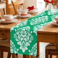 thumbnail image 5 of Green Boho Table Runner 90 Inches, Vintage Classic Bohemia Flower Textured Bed Runner Dresser Scarves Tabletop for Indoor Outdoor Parties/Ceremony/Banquet, 13" x 90", 5 of 9