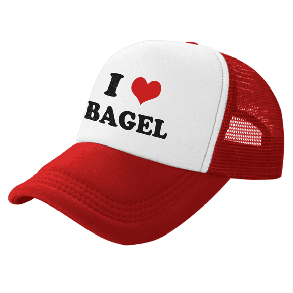 I Heart Bagel Love Food Funny Trucker Hat Baseball Cap Unisex Red
