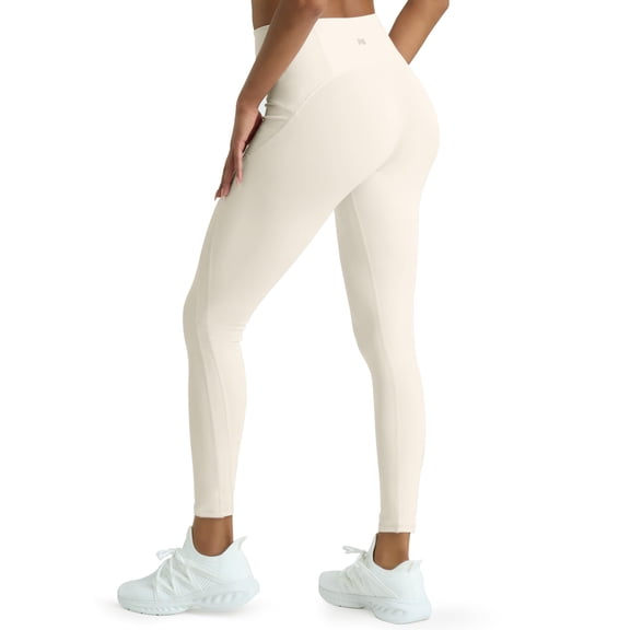 High Waisted Leggings for Women Tummy Control, Yoga Pants Women, Gym Workout Leggings with Pocket Latte, Medium