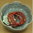 thumbnail image 4 of Natural Red Coral Gemstone 6mm Round Beads Stretch Bracelet 7" Unisex, 4 of 4