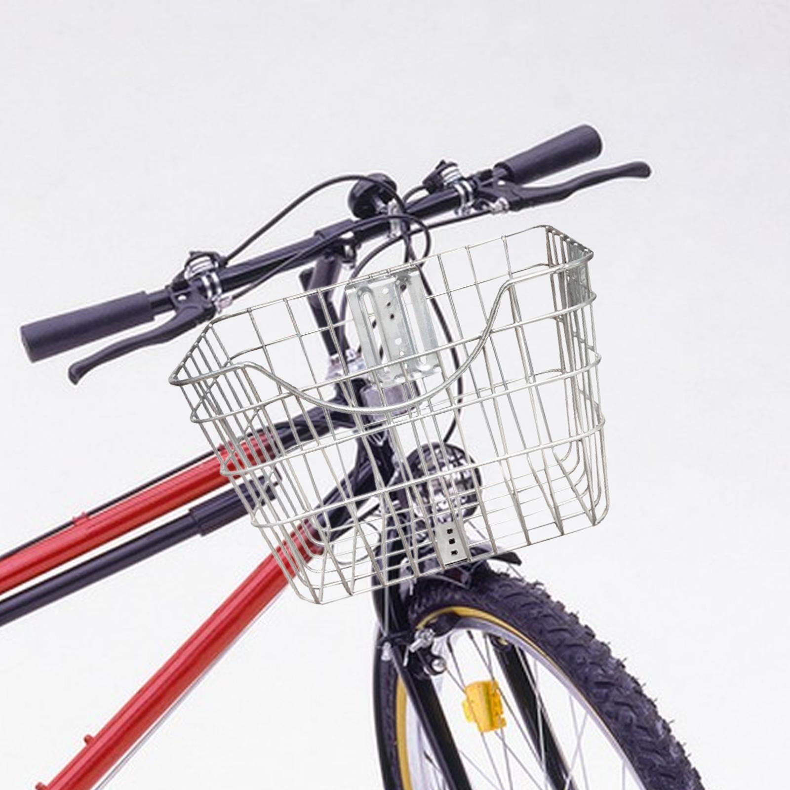 funtasica Front Bike Basket Bike Storage Basket Large Capacity Stainless Steel Bike Wire Basket Bike Accessories for Hiking Riding