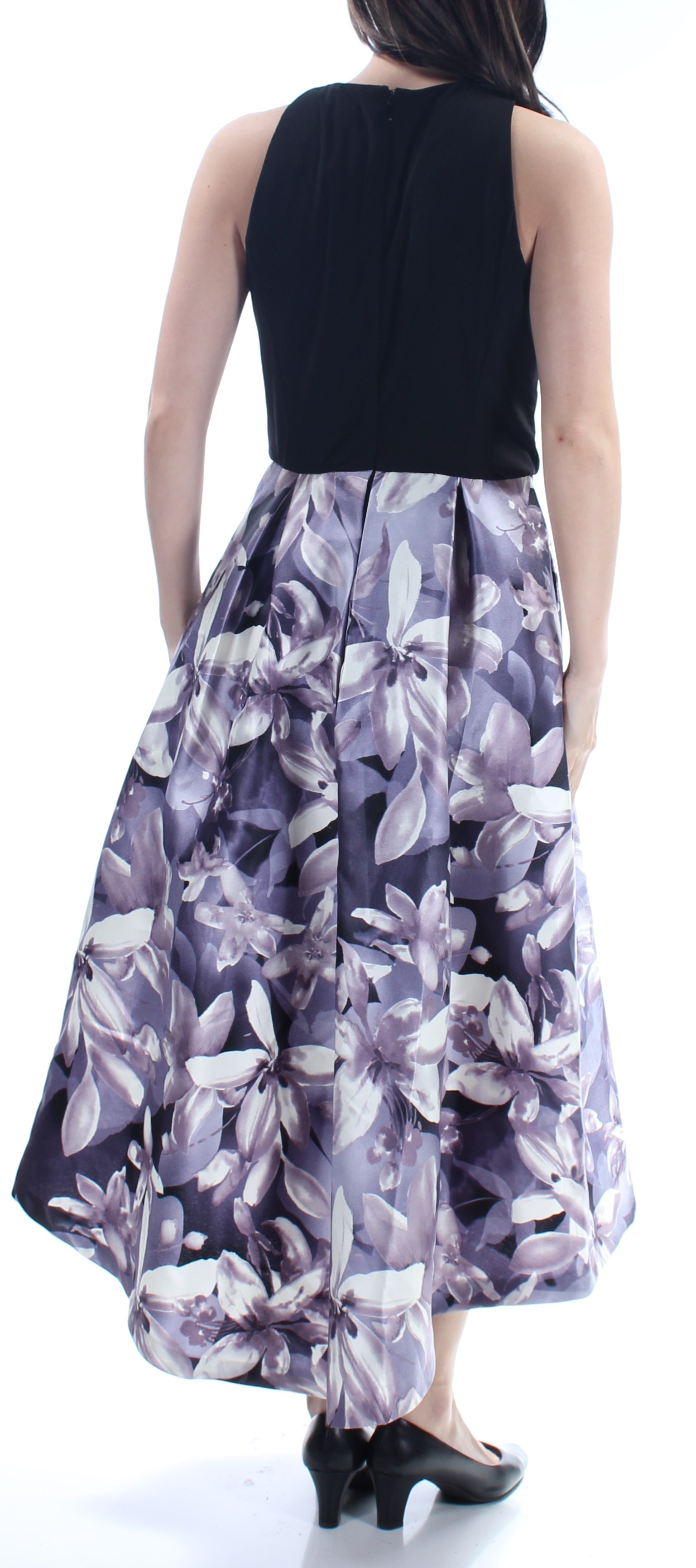 SLNY $119 Womens New 1432 Purple Floral Tea-Length Fit + Flare Dress 10 B+B - image 2 of 2