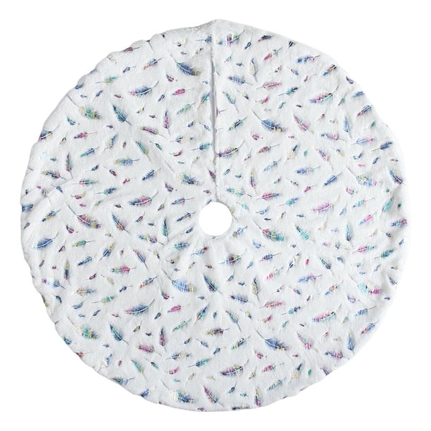 Falda para árbol de Navidad con plumas de poliéster, suave, gruesa, color blanco nieve, rústica Multicolor 122cm