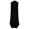 thumbnail image 6 of BLTIBY Womens Summer Beach Dress Linen Clothes Boho Casual Flowy Sleeveless Lapel Button Side Slit Maxi Dresses with Pocket Black M, 6 of 7