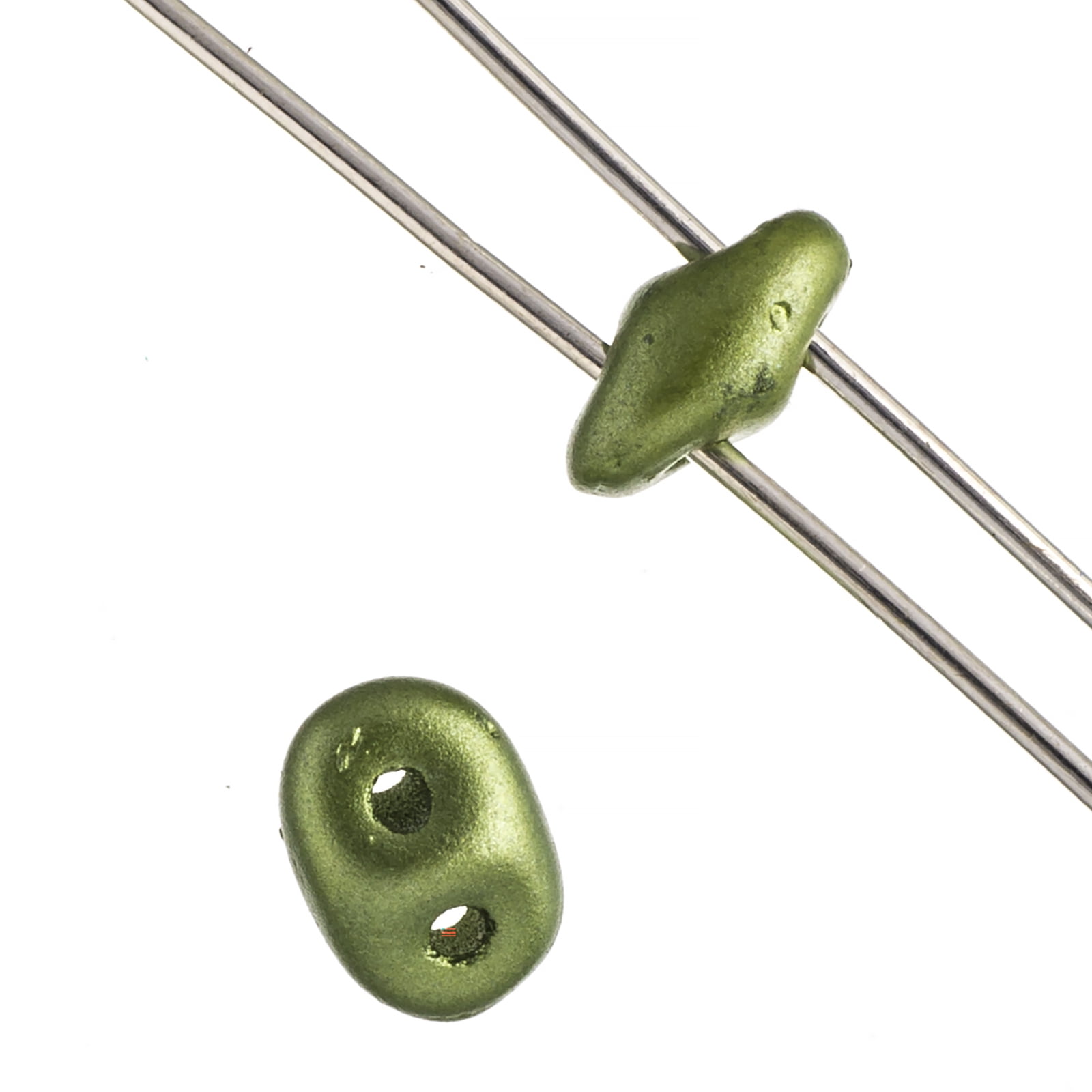 John Bead 100g Czech Glass Superduo 2-Hole Beads 2.5x5mm Pastel Olivine