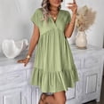thumbnail image 4 of yillto Womens Dress Ruffle Short Sleeve Tiered Flowy Pleated Loose Mini Dress Casual Short Tshirt Dresses, 4 of 7