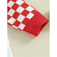 thumbnail image 6 of Suealasg Toddler Boys Valentine's Day Outfits 2Pcs Baby Boys Clothes Set Spring Letter Heart Print Checkerboard Long Sleeve Sweatshirts and Long Pants, 6 of 8
