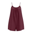 thumbnail image 6 of Women's Summer Wide Leg Short Romper, Cotton Linen Backless Adjustable Spaghetti Strap Jumpsuit, Casual Travel Clothes, 6 of 6