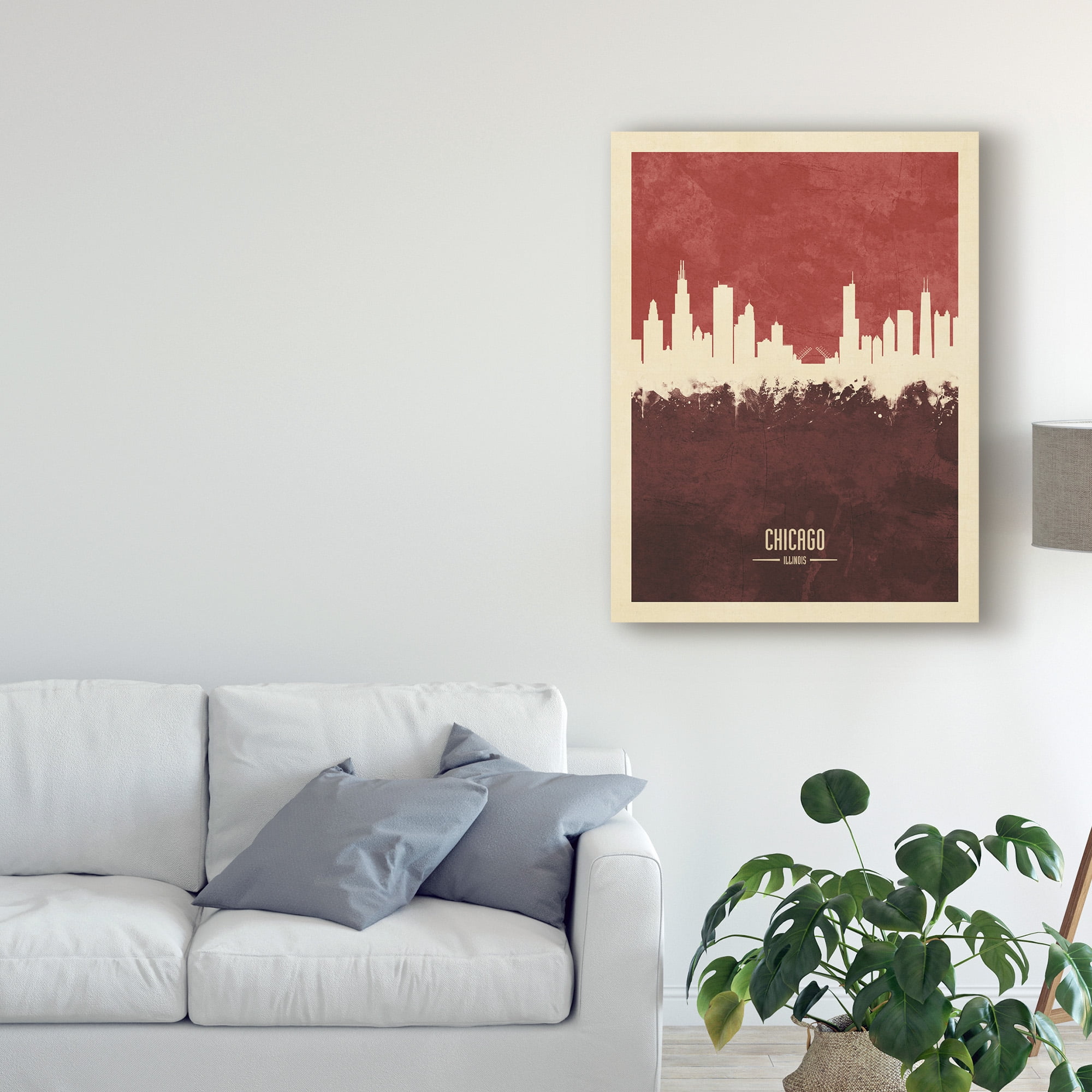 Trademark Fine Art 'Chicago Illinois Skyline Red II' Canvas Art by Michael Tompsett