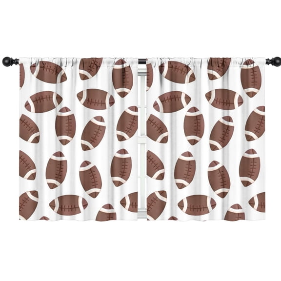 Blackout Kids Curtains,Brown Footballs Pattern Childrens Insulated Curtains Set Of 2,Bedroom Essentials,Toddler Room Decor 42"x54"