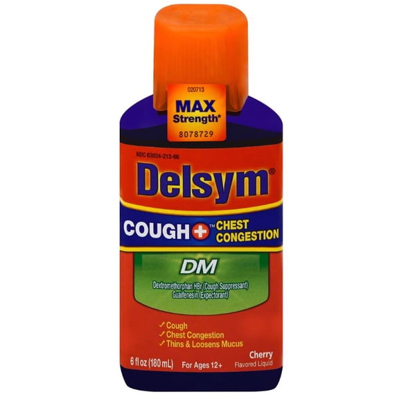 Delsym Adult DM Cough   Chest Congestion Relief Liquid, Cherry, 6oz
