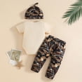 thumbnail image 6 of gdxvjhbj Baby Boy Outfit Baby Boy Clothes Letters Embroidered Baby Sweatshirt Romper Waffle Pants Set Infant Boy Fall Winter Outfits 0 3 6 9 12 18 24 Months (Beige,6-12 Months), 6 of 8