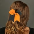 thumbnail image 2 of Unique Bargains 1 Pc Hair Elastics Fashion Two-Color Bow Hair Ties for Women Black Orange, 2 of 5