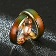 thumbnail image 6 of harmtty Couple Ring Color Changing Electroplating Temperature Sensing Sealing Glaze Allergy Free Anniversary Gift Never Fade Classic Temperature Mood Ring for Everyday Wear, 6 of 7