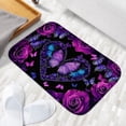 thumbnail image 6 of 1pc Purple Roses and Butterflies Absorbent Non-Slip Bathroom Thickened Flannel Rug Decor,Soft,Quick Drying,Suitable For Indoor/outdoor Use,Bathrooms,Bedrooms,Kitchens,Terrace,Laundry Rooms,16"x24", 6 of 9