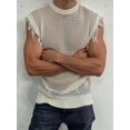 thumbnail image 5 of Men'S Crochet Knit Sleeveless Mesh Tank Top White XL, 5 of 7