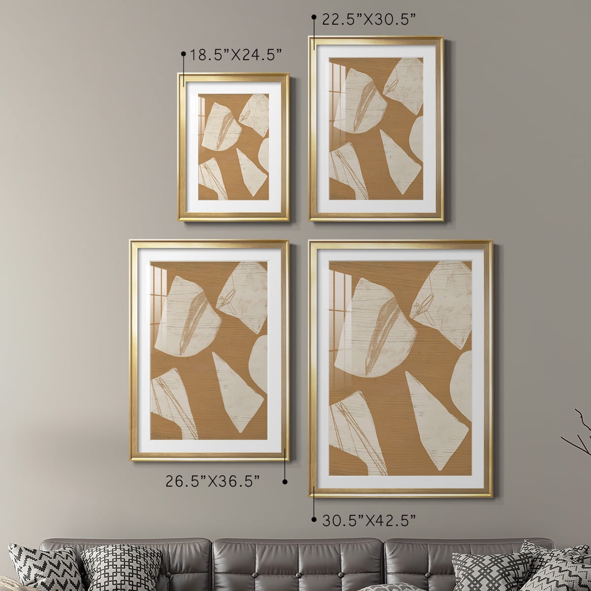 Wexford Home Piecemeal I Premium Framed Print, 26.5" x 36.5" - Ready to Hang, Gold (Set of 2)