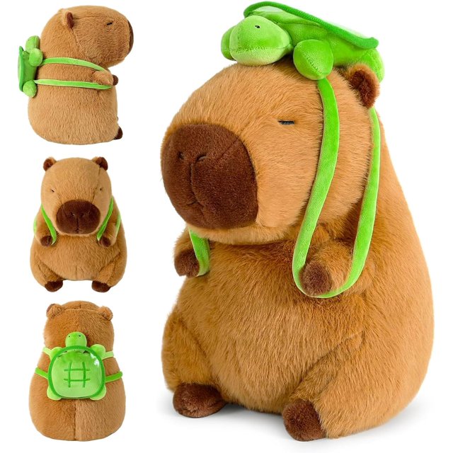 Juguetes de peluche de capibara, lindo juguete de peluche de capibara, juguete de peluche de capibara de simulación con almohada de tortuga, lindos muñecos de peluche de capibara