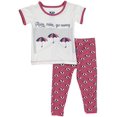 thumbnail image 1 of Ensemble Pyjama à Manches Longues pour Bébé Fille, Parapluie Flamant Rose, 0-3 Mois, 1 of 1