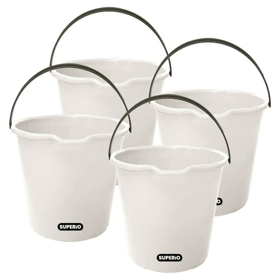 Superio 4-Pack Plastic Cleaning Bucket for Home, 2 Gallon Pail for Mopping with Large Spout - Bucket for Floor Mopping, Car Wash - Bowls for Camping, Fishing