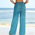 thumbnail image 5 of MYAOYI Women's Summer Gypsophila Print Wide Leg Pants, Elastic High Waist Casual Trousers, 5 of 7