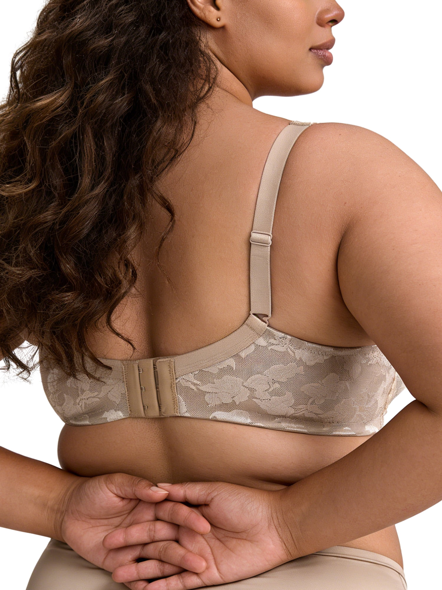 Deyllo Women Full Coverage Non Padded Bras Plus Size Minimizer Bra Wirefree Push Up Brown Bras Clothes-Size 48DD