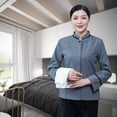 thumbnail image 3 of Uniformes de limpieza Mangas de manga larga Cómodo recto Transpirable Camarera transpirable Ropa para hoteles Restaurantes Tiendas de café Gris 4XL Estilo de las mujeres Kearding LF000333-20, 3 of 7