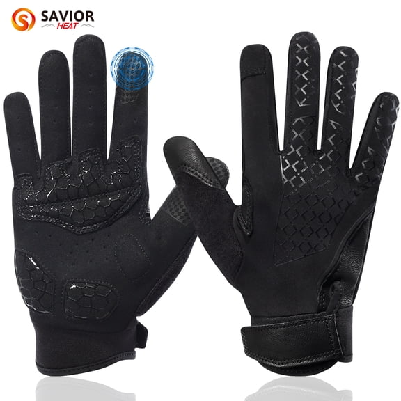 Savior Heat Full-Finger Bike Gloves Outdoor Breathable Anti-Skid Shock Workout Gloves for Men&Women Cycling Fishing Clambing Accessories,Black