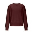 thumbnail image 4 of Fiaer Women's Sweater with Pocket Plus Size Crew Neck Knitted Pullover Long Sleeve Trendy Casual Baggy Black Tops Wine XL, 4 of 5