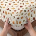 thumbnail image 3 of Full Size Fitted Sheet Set - Maple Leaves Fall 3 Piece Bedding Sets 16" Deep Pocket Fitted Sheet with 2 Pillowcases, Autumn Ditsy Botanical Thanksgiving Brushed Microfiber Hotel Luxury Bed Sheets, 3 of 9