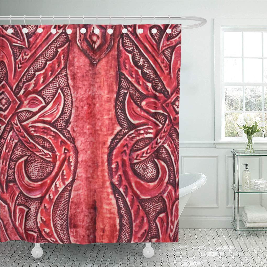 CYNLON Faux Western Look Tooled Red Hides Skin Bathroom Decor Bath