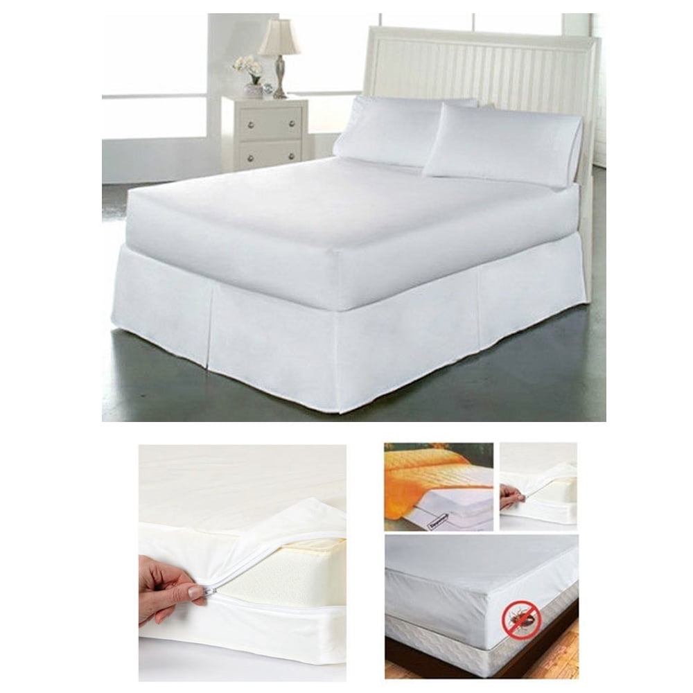 2 Queen Size Mattress Cover Zipper Protects Against Bed Bugs Dust