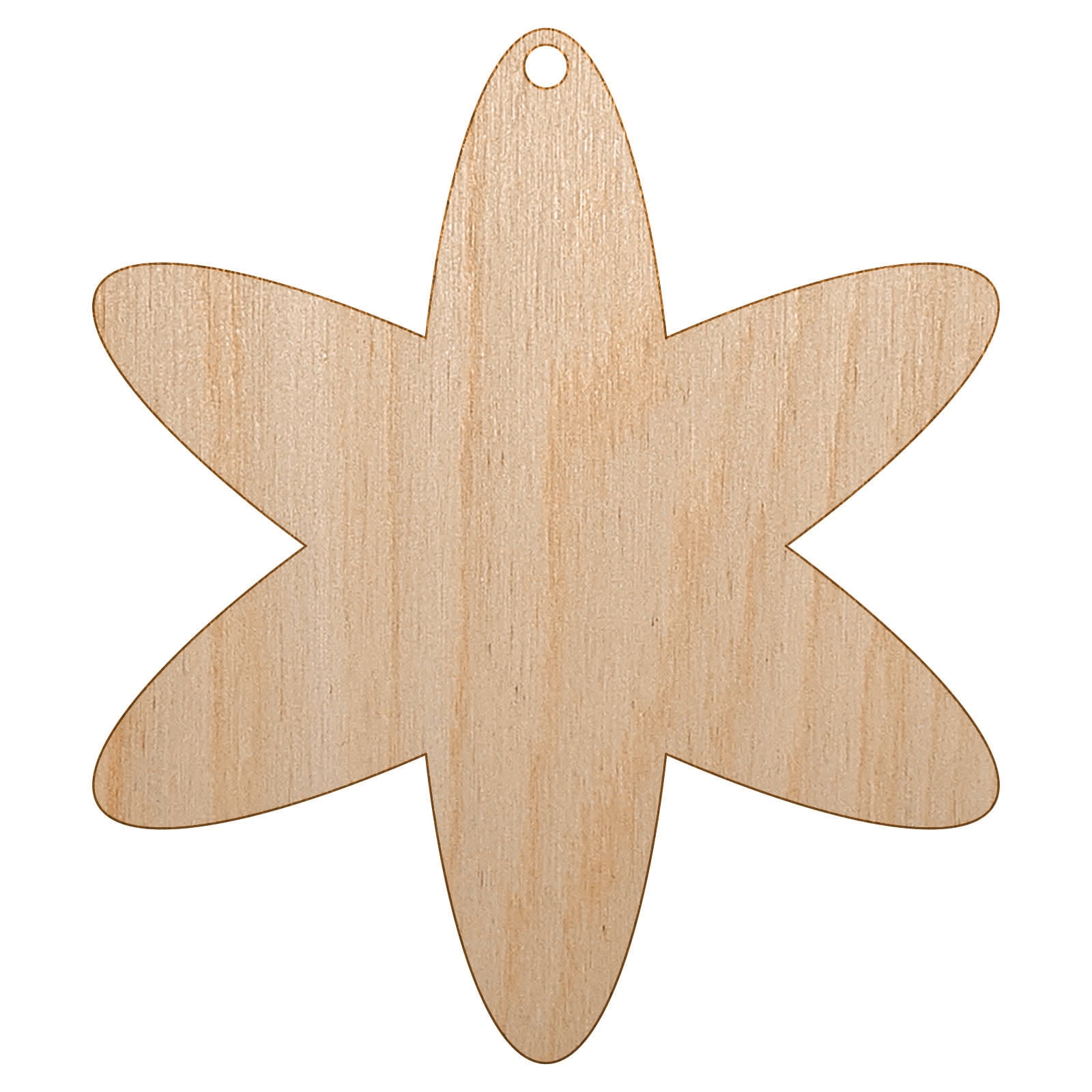 Asterisk Symbol Wood Holiday Christmas Tree Ornament Unfinished Diy Pre Drilled Craft 