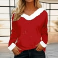 thumbnail image 2 of NMMUED Womens Christmas Shirts Christmas Outfits for Women Womens Shirts Dressy Casual Christmas Tshirts Women Pleated Tops for Women Christmas Long Sleeve Shirt Women Blouse Tops for Women Red L, 2 of 4