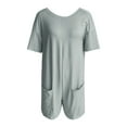 thumbnail image 5 of YFELWZ Womens Plus Size Jumpsuits V Neck Casual Short Sleeve Romper Tee Rompers Athletic Workout Reversible Overalls With Pockets Light Gray M, 5 of 5
