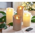 thumbnail image 4 of Luminara Realistic Artificial Moving Flame Pillar Candles, 5"& 7" Smooth And Glitter 4-pack Candle Set in Ivory and Chestnut, 4 of 5