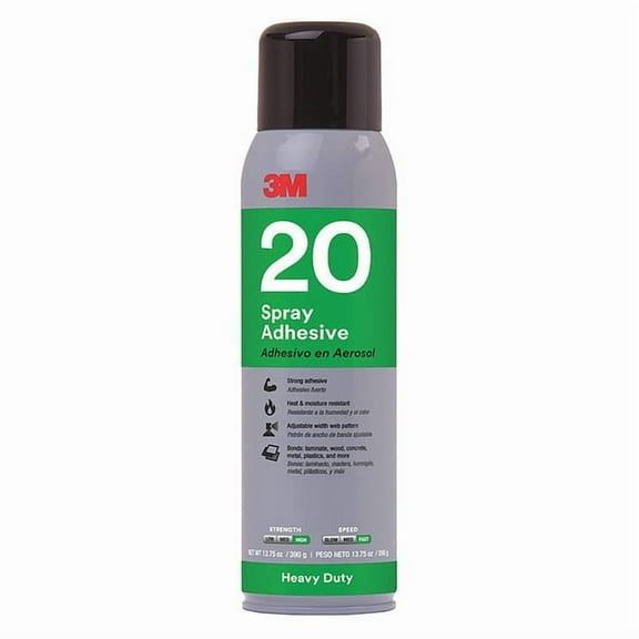 3m Spray Adhesive, 20 Series, Clear, 13.8 oz, Aerosol Can 20