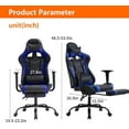 thumbnail image 7 of YRLLENSDAN Ergonomic Gaming Chair Adjustable Height with Footrest, Computer Chairs with Headrest and Lumber Support for Adults, PU Leather Desk Chair, Blue, 7 of 7