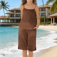 thumbnail image 3 of Vornjynx Girl Outfit Sets 2 Piece Cami Tank Tops and Shorts with Pockets Elastic Waist Comfort Soft Summer Casual Vacation Clothes Brown Size 10, 3 of 10