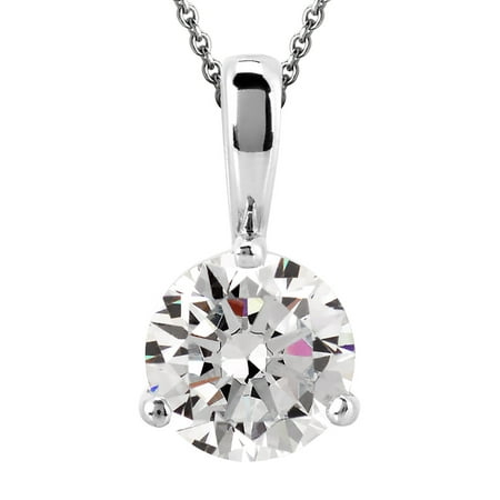 2 CT Diamond Solitaire Pendant in 14K White Gold with a 14K White Gold 16