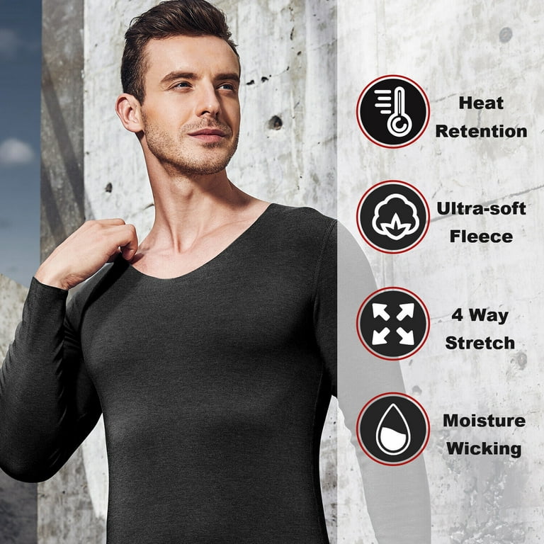 Men Thermal Underwear for Skiing Hunting, Winter Warm Fleece Lined Base  Layer Set Top Bottom