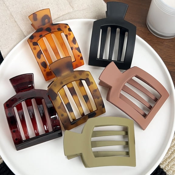 3PCS Flat Hair Clips, Medium Square Flat Claw Clips for Women Girls, French Strong Hold Non-slip Hair Clips for Thick Thin Hair, Stylish Classic Hair Barrettes( Black&Tortoise)